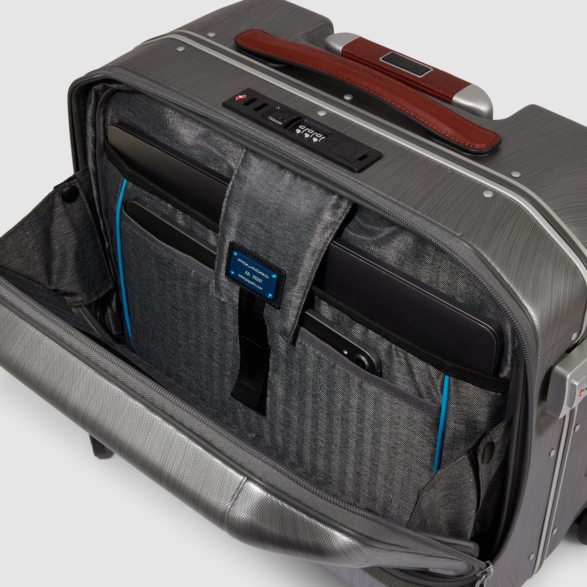 PIQUADRO – Zaino Trolley - Porta PC 15,6" – Policarbonato Resistente – Unisex - Colore Nero Argento