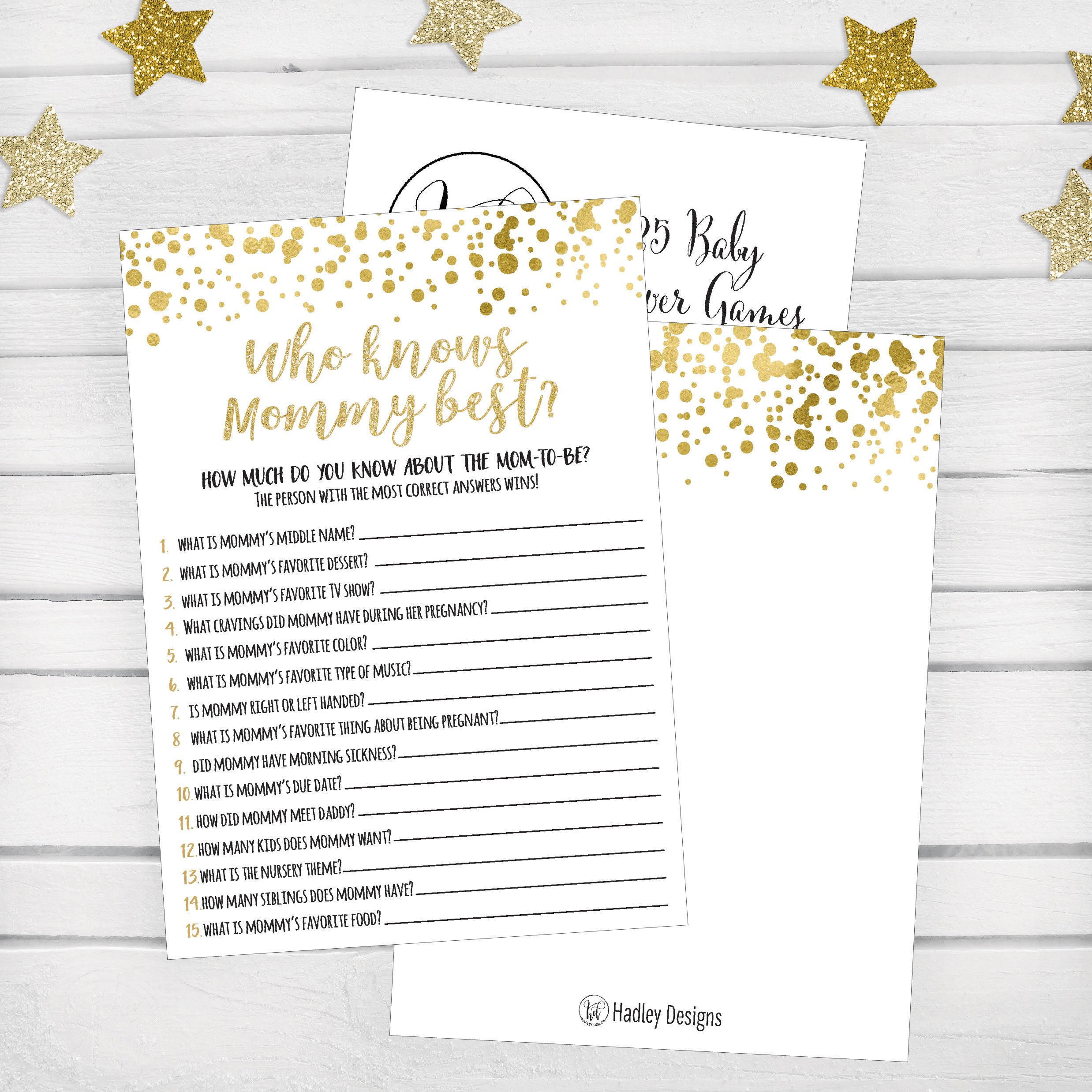 Buy 25 Gold Baby Shower Games For Boys or Girls Fun Party Idea