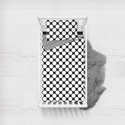 Miniatura 6 de Bacati - Juego de ropa de cama de 4 piezas con diseño de rayas de puntospines, 100% algodón, incluye edredón reversible, sábana bajera, sábana