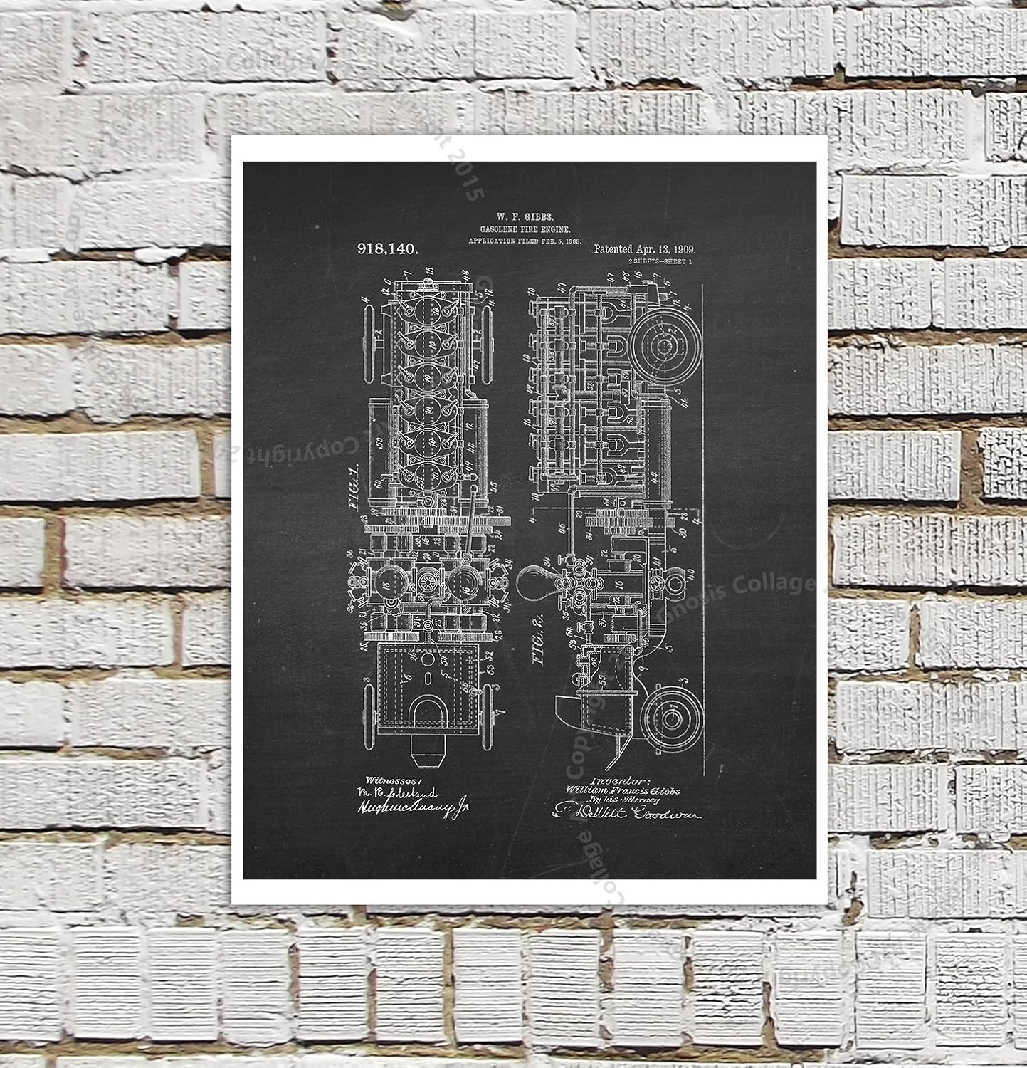 Firefighter Posters Set of 4 Unframed Patent Art Fire Department Decor Boys Room Decor