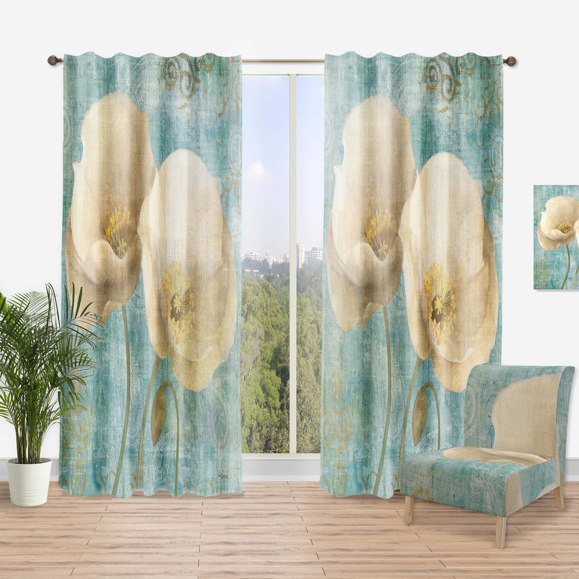 Rideaux bouquet de coquelicots imprimés pour illuminer une chambre chaleureuse
