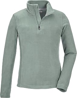 killtec Girl's Ksw 188 Grls FLC Shrt Fleece Shirt with Stand-up Collar and Zip, Blue, 10 Years