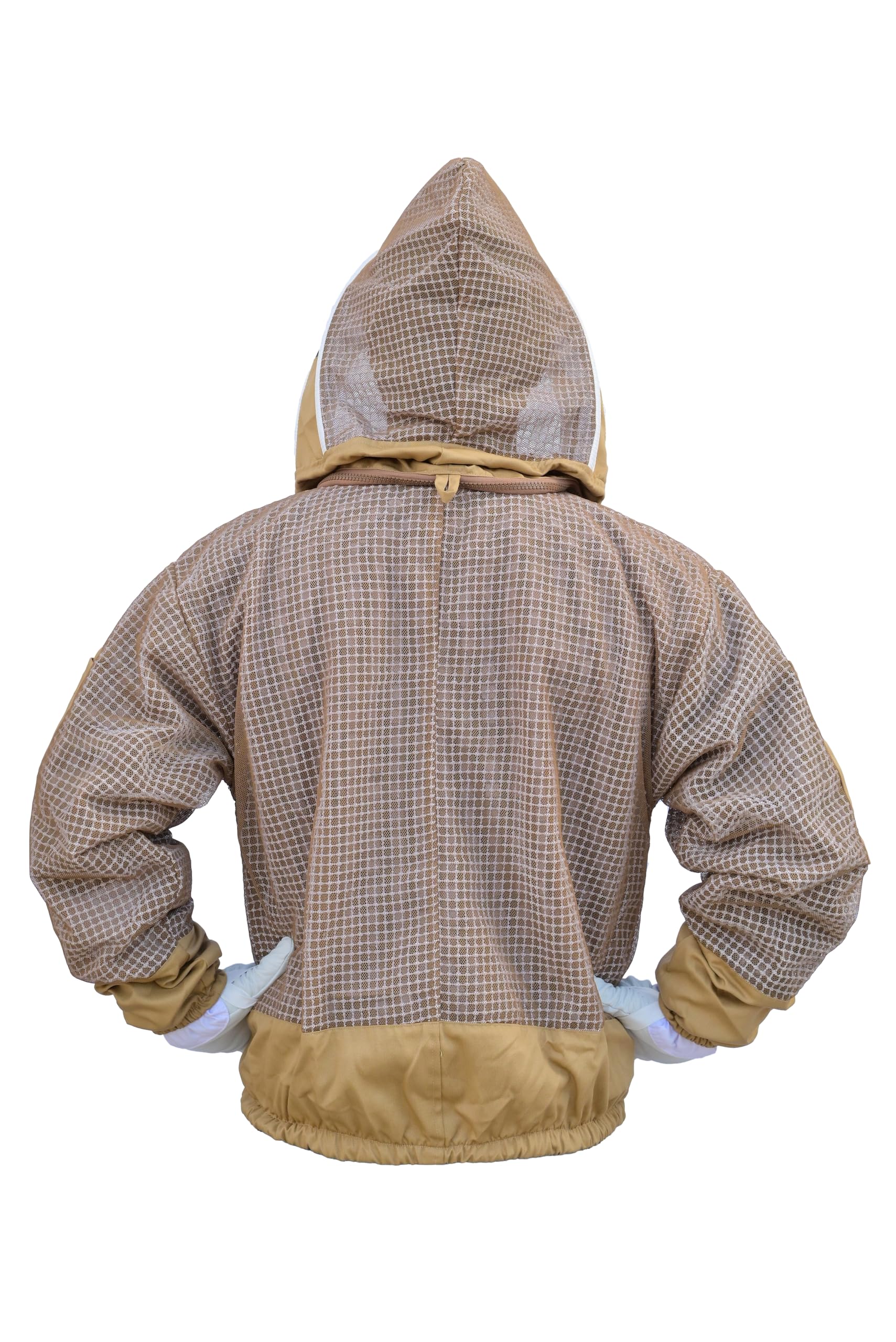 Chaqueta de abeja de 3 capas con velo de valla y un par de guantes ventilados a prueba de picaduras, chaqueta de apicultura para apicultores