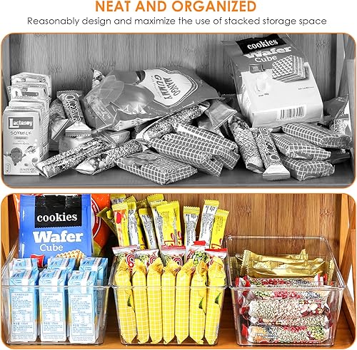 Miniatura 4 de Paquete de 2 organizadores y almacenamiento de despensa, transparentes para cocina, refrigerador, organización de gabinete, 4 compartimentos