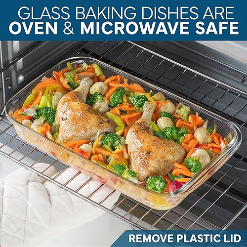 Miniatura 6 de COOK WITH COLOR - Juego de 8 piezas de refractarios profundos de vidrio con tapas de plástico, para hornear y almacenar alimentos, aptos para Azul