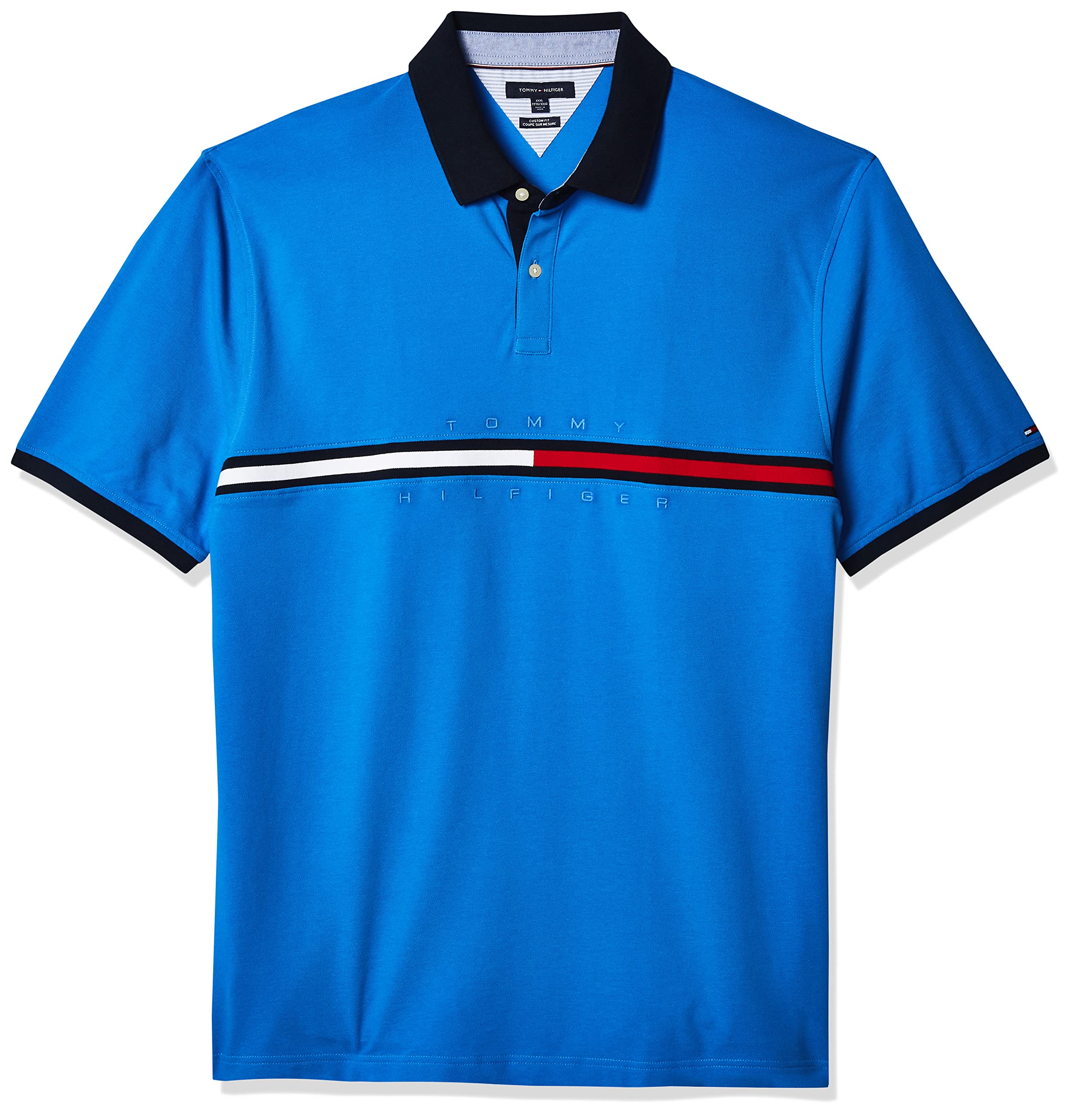Tommy Hilfiger Men’s Short Sleeve Cotton Pique Flag Polo Shirt in Custom Fit
