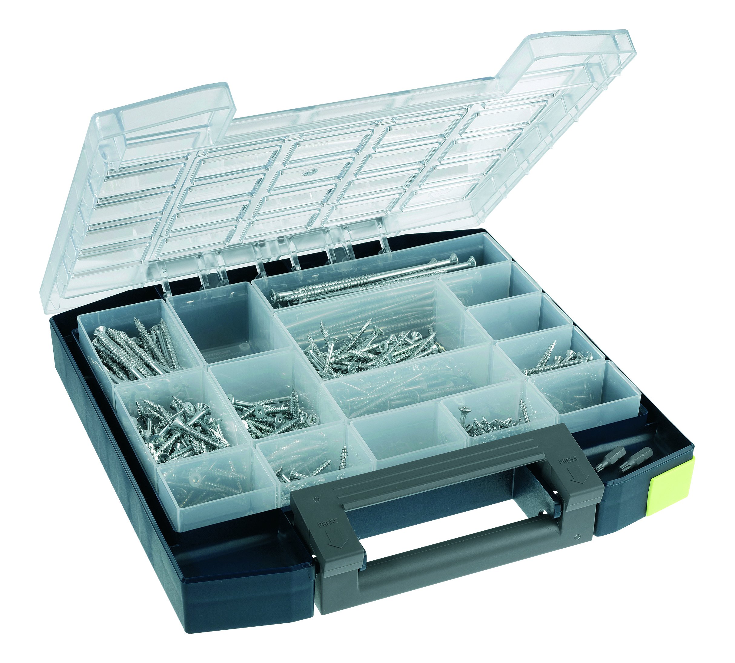 raaco 138314 "Boxxser 55 5x5-15" Caja compartimentaria, azul/transparente