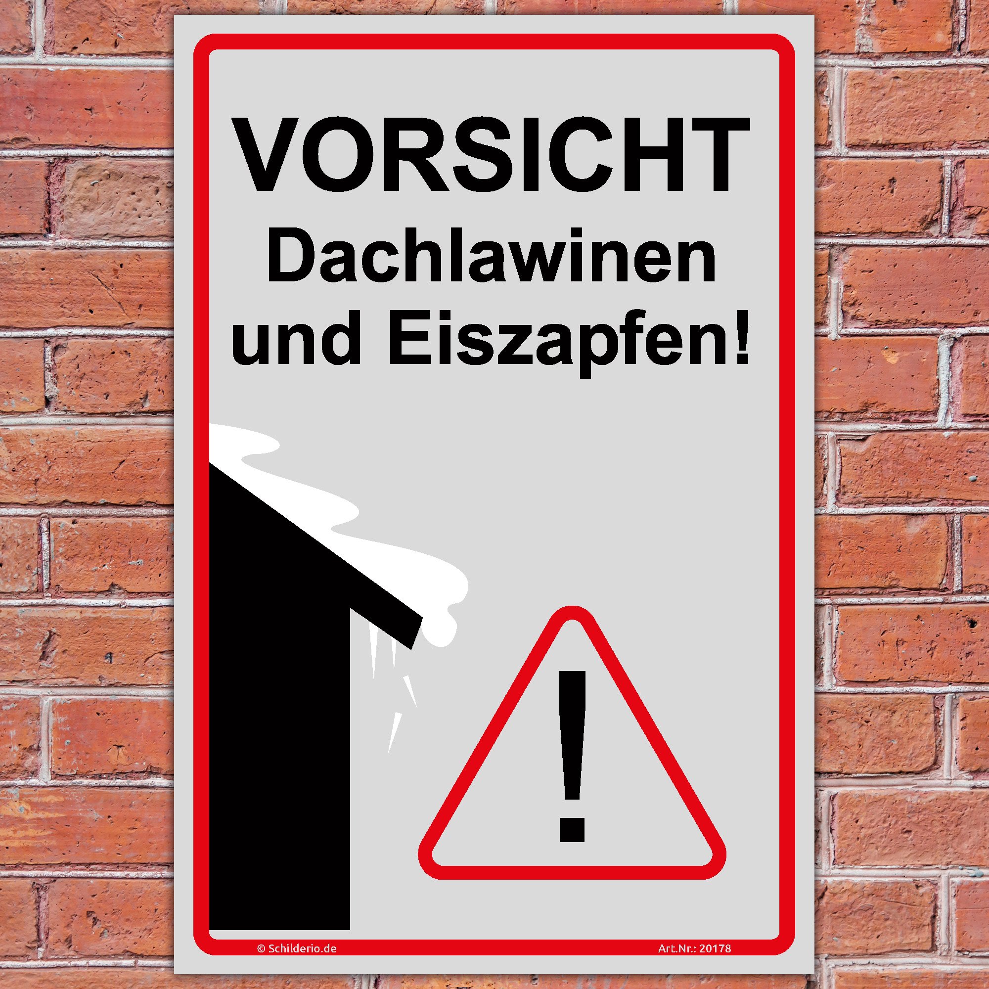 Schild Vorsicht Dachlawinen und Eiszapfen Hinweisschild 600x400mm Hochformat stabile Aluminiumverbundplatte 3mm stark inkl. 4 Eckbohrungen