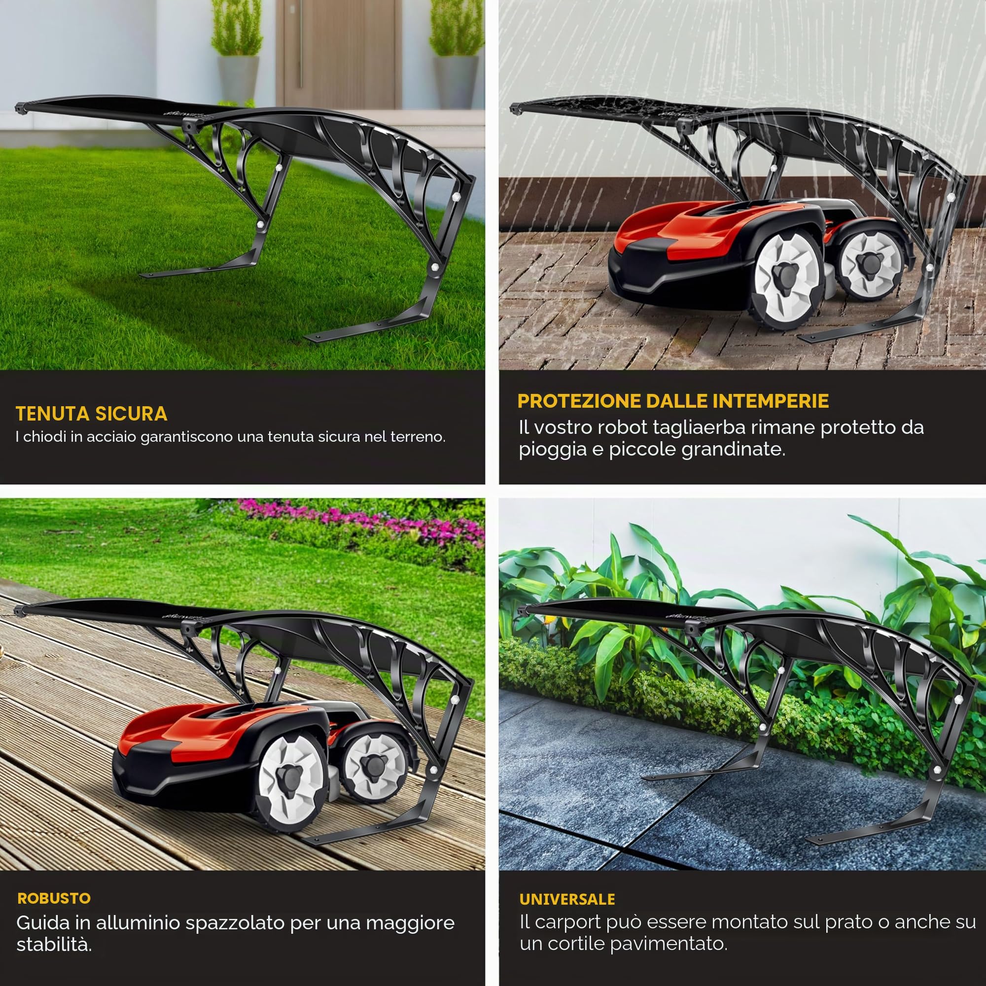 KESSER Tetto da Garage | Coperture | Carport | Rifugio per robot da erba, tosaerba automatico da giardino | Resistente alle intemperie | Nero