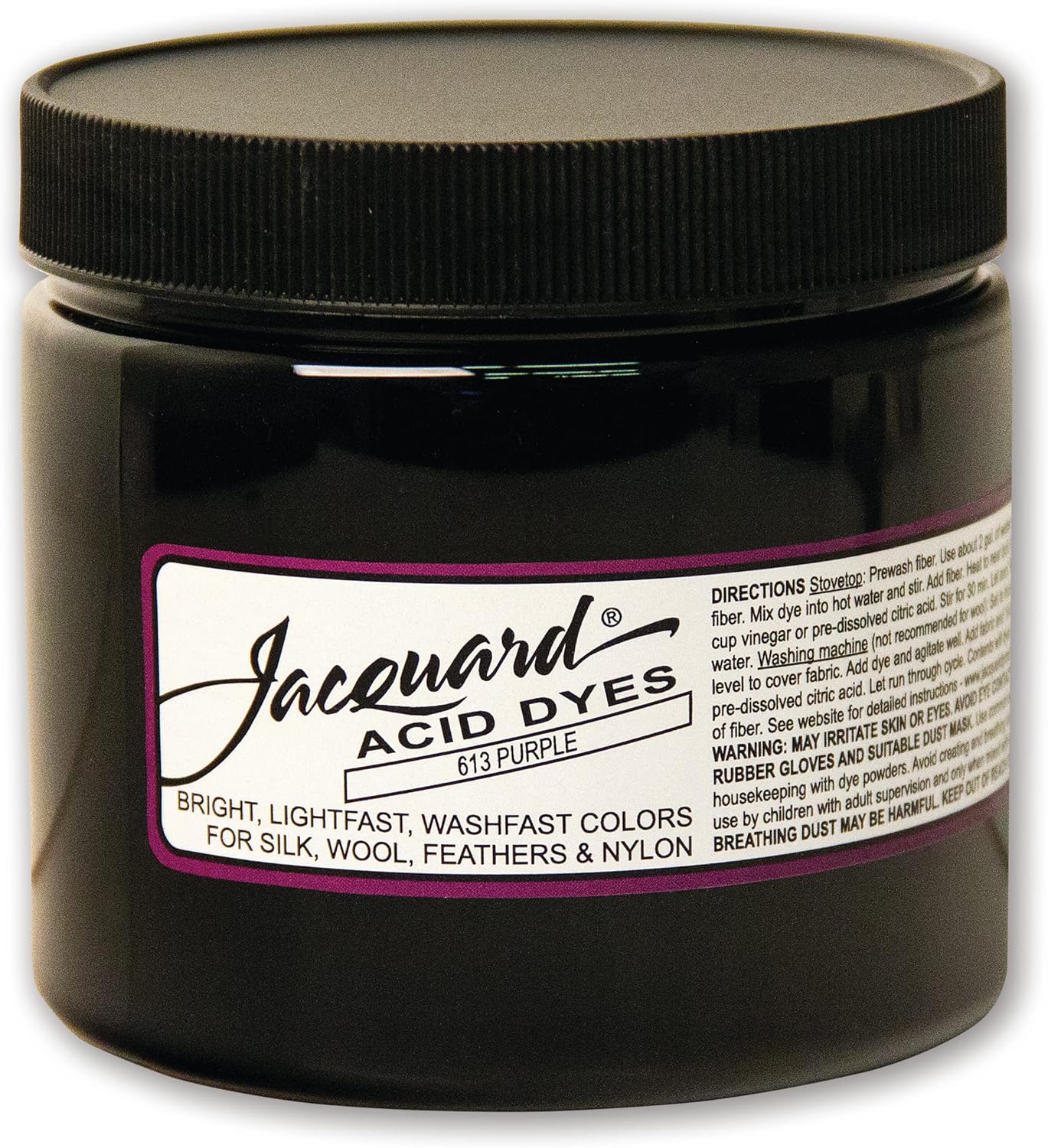 Jacquard Acid Dye - Purple - 8 Oz Net Wt - Acid Dye for Wool - Silk - Feathers - and Nylons - Brilliant Colorfast and Highly Concentrated