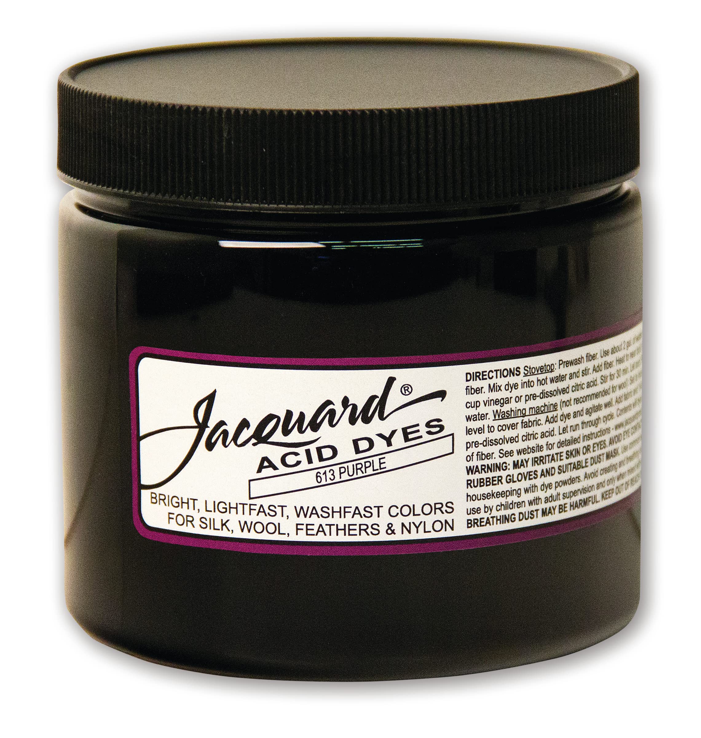 Jacquard Acid Dye for Wool, Silk and Other Protein Fibers, 8 Ounce Jar, Concentrated Powder, Purple 613