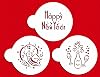 Designer Stencils Happy New Year Cookie Stencils, Beigesemi-transparent