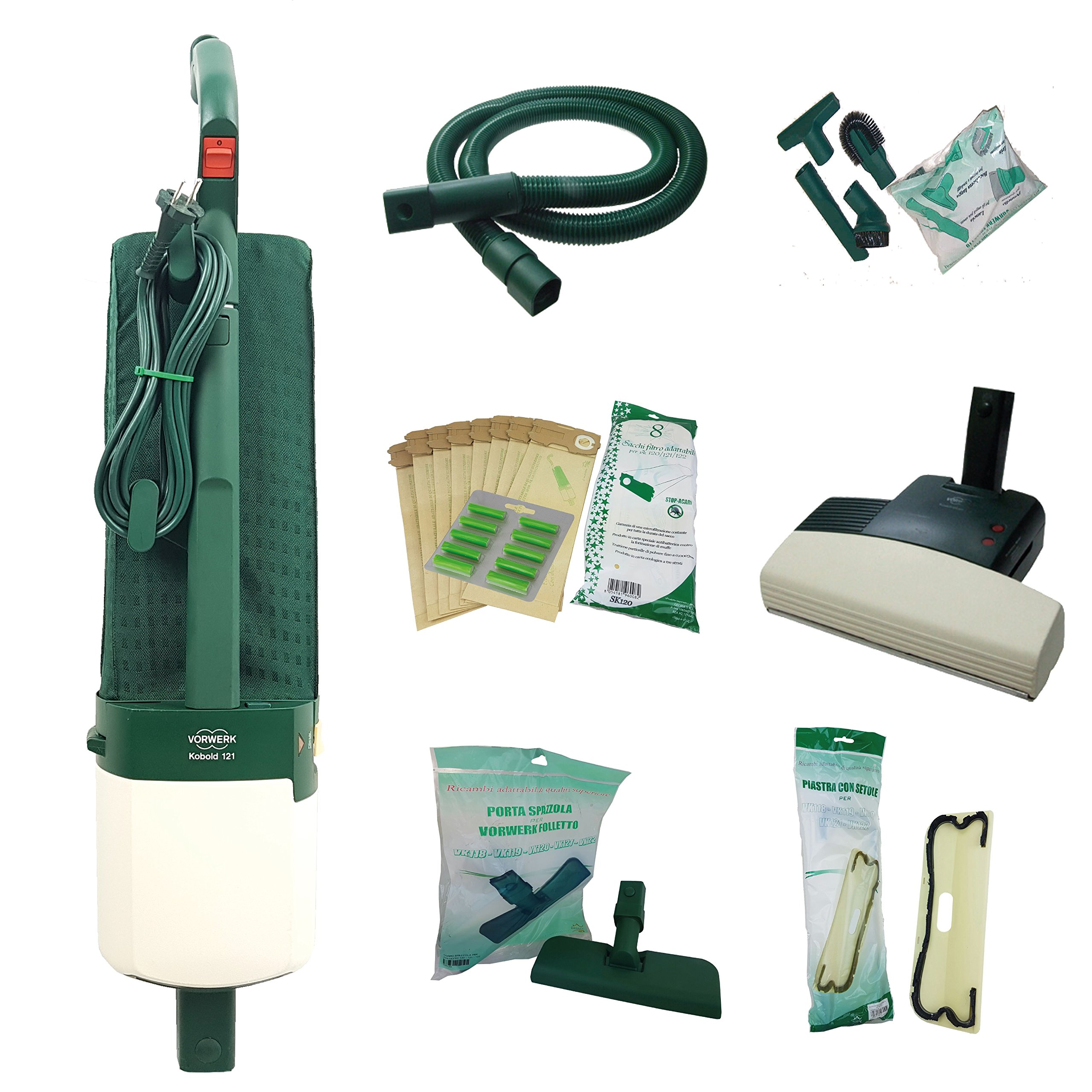Aspirapolvere Vk121 Rigenerato Spazzola Classica Scegli la Composizione (Vk121+Battitappeto+Tubo)