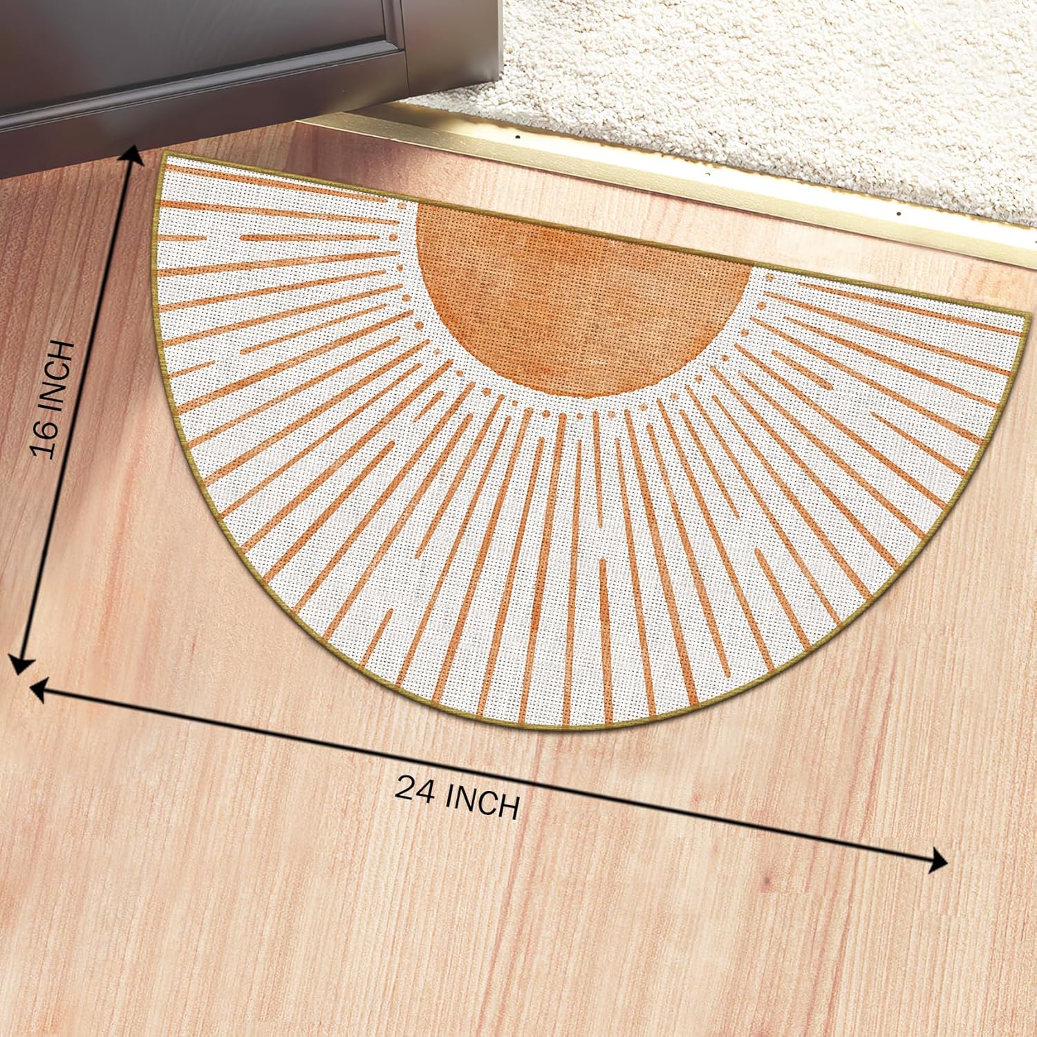 Mingnei Boho Mid Century Sun Linen Doormat Door Mat for Home Kitchen Entrance, Bohemian Sun Door Mat, Bohemian Sunburst Sunshine Mats for House Front Outdoor Outside Entryway Rug 17x30 Welcome Mat