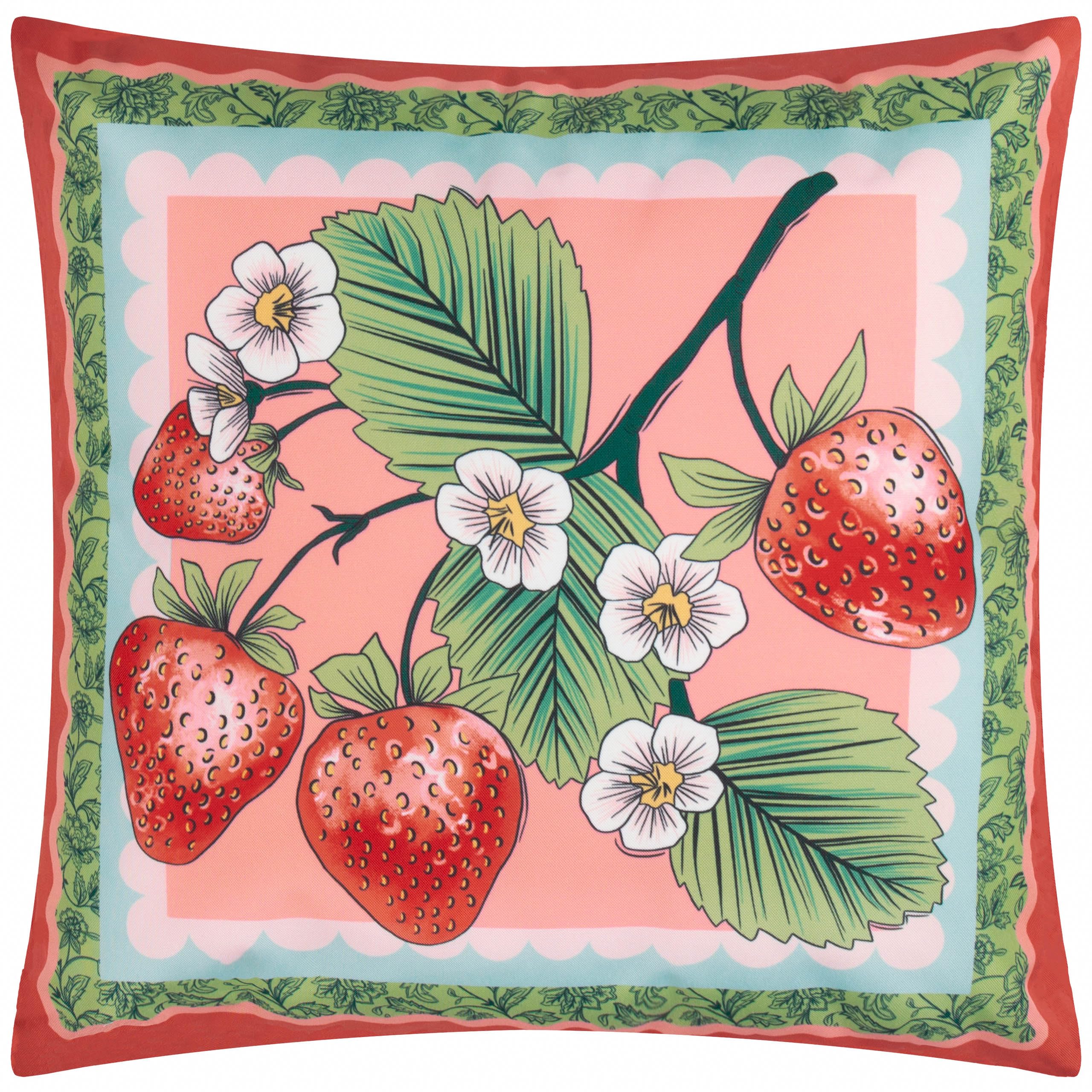 furn. Anemone Strawberries Printed Outdoor Cushion Cover – Durable, Water-Resistant & Reversible for Year-Round Use (Cover Only, 45x45cm)
