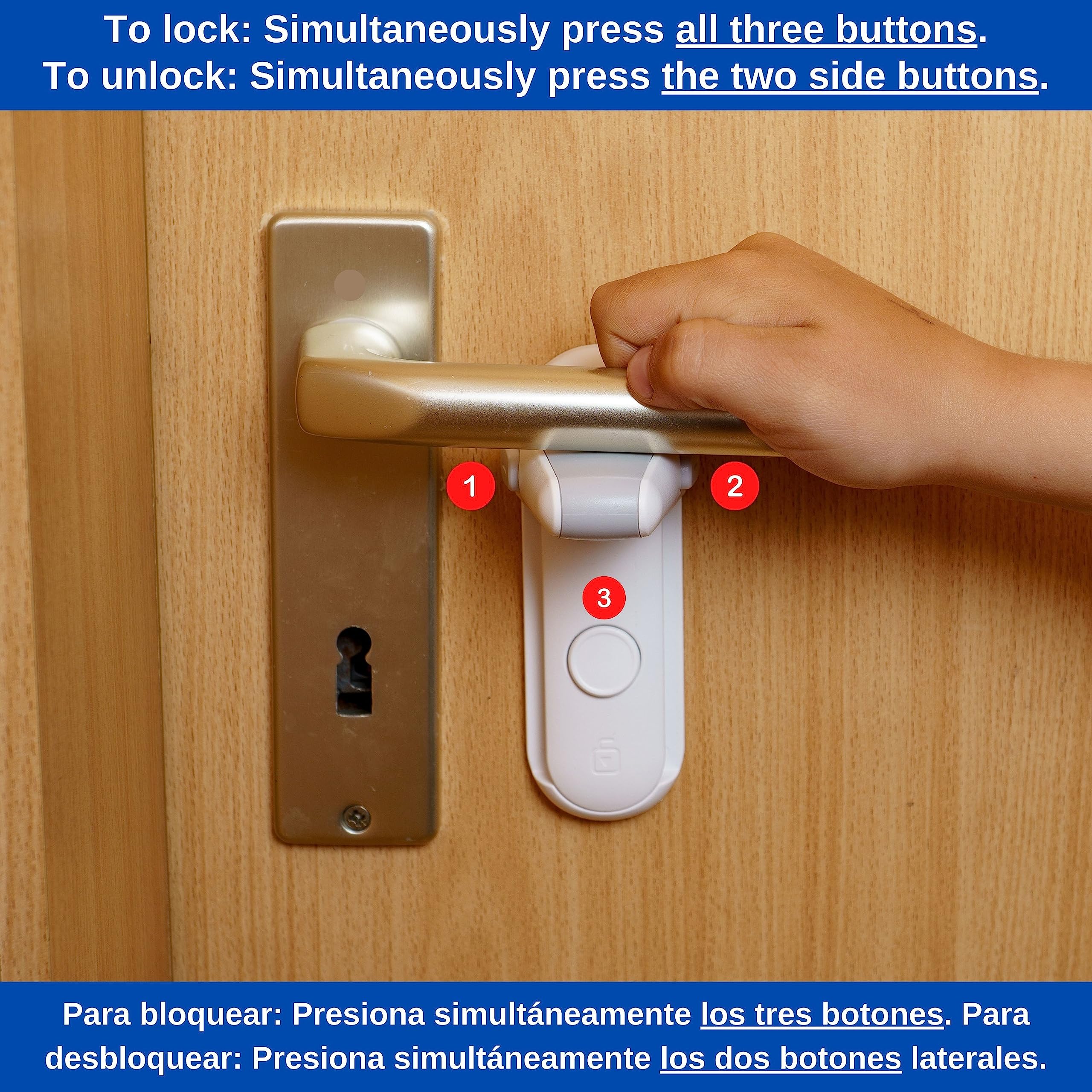 Door Handle Lock, 1 pc, White, for Children and Pets, Prevents Opening of Doors, Child Proof Door Lock, Toddler Door Latch, Baby Safety Door Blocker, Childproof Door Lever Lock, Babyproofing Door - Image 4
