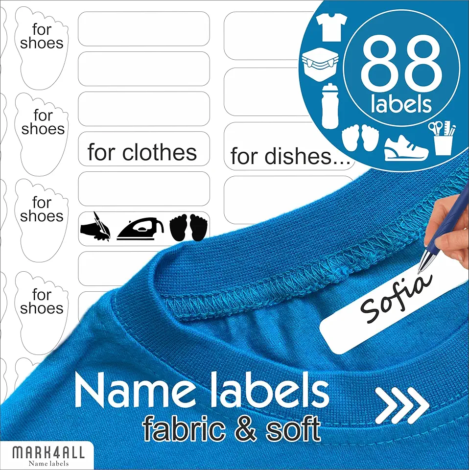 Etiquetas de tecido para roupas laváveis, etiquetas de creche, roupas infantis à prova d'água para etiquetas de nome de acampamento, etiquetas personalizadas para todas as finalidades crianças nome