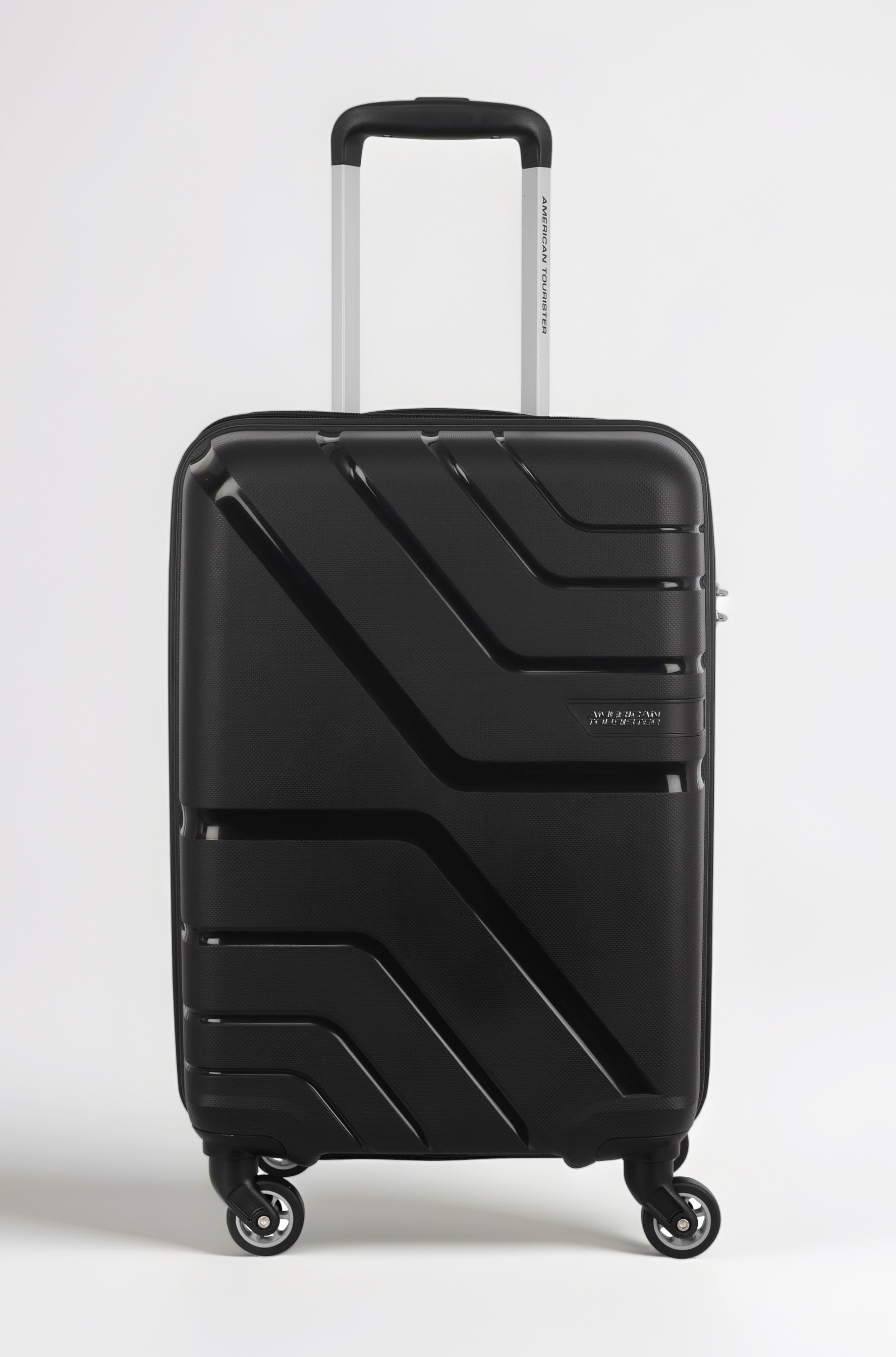 Cabin Trolley Bag for Travel | Upland Spinner 55 Cms Polypropylene Hardsided Small Luggage Bag | 4 Wheel Suitcase for Travel | Trolley Bag for Travelling, Black