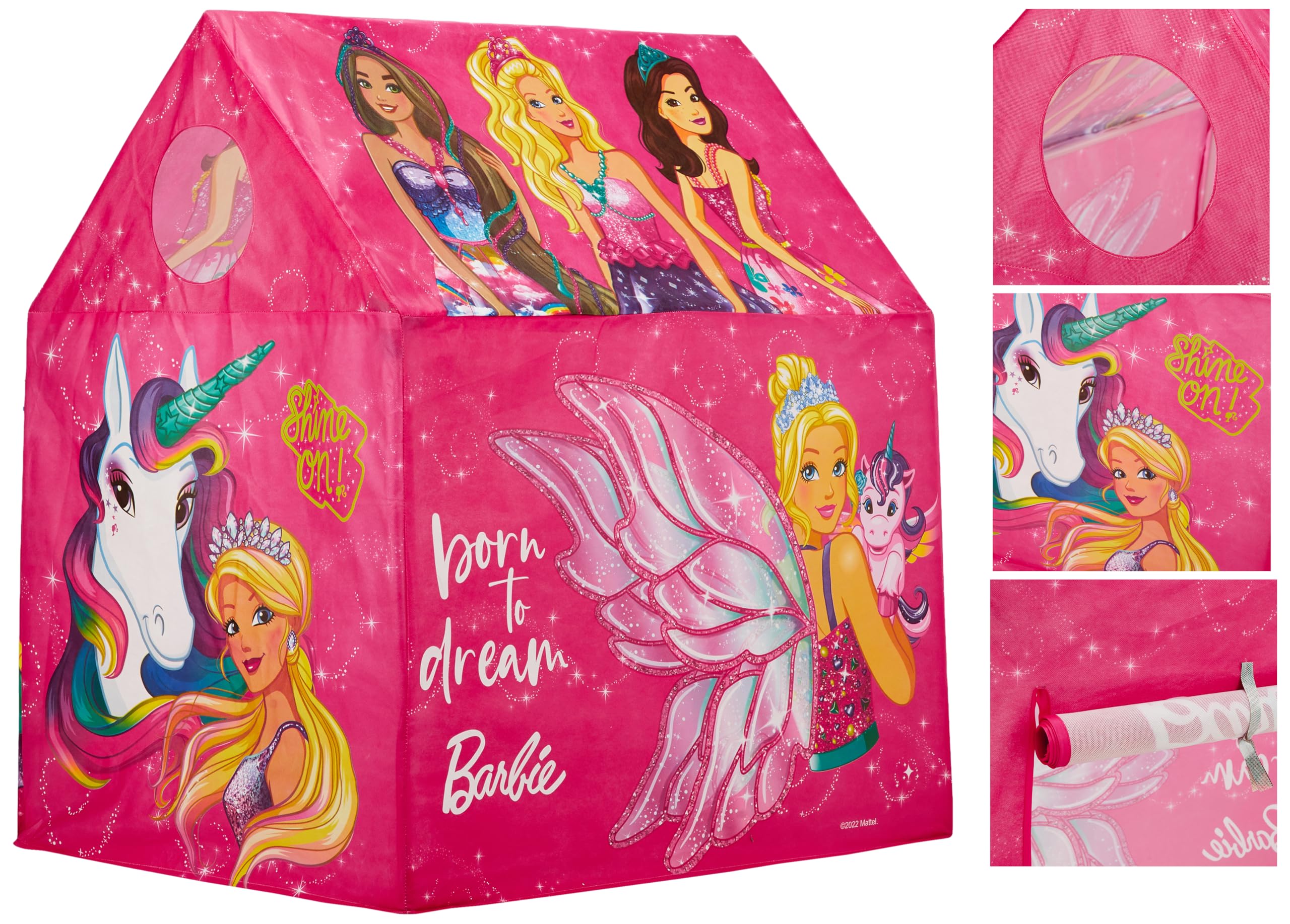 Amazon Brand Jam & Honey Kids Play Tent House, Barbie Theme, BIS Safe for Kids, Foldable Portable Indoor Outdoor Playhouse Tent for Girls Boys Age 2+ Years, Easy Assembly 1