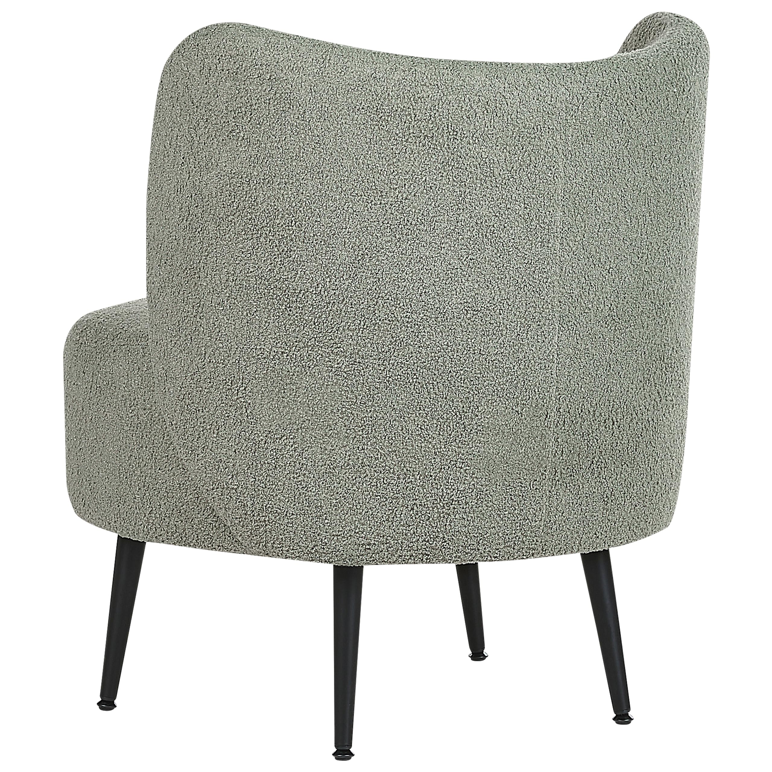 Beliani Wohnzimmer Sessel Gebogene Rückenlehne Glam Design Boucle Polsterung Schwarze Beine Grün Otsby