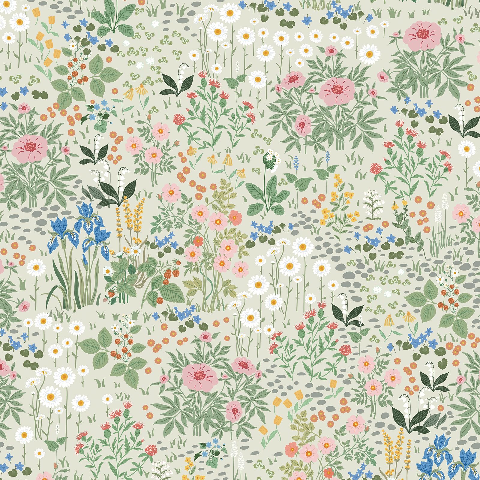 Timeet Selbstklebende Tapete Blumen 44x300cm Blumentapete Selbstklebend Beige Vintage Möbelfolie Vinyl Klebefolie Klebetapete für Schlafzimmer Wohnzimmer Küche Wand Schrank Möbel