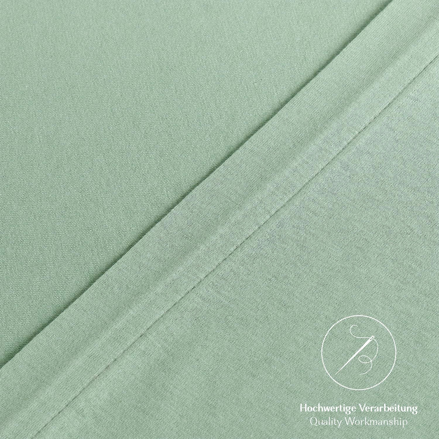 Alreya Set di 2 Federe in 100% jersey di cotone con chiusura lampo - 40 x 70 cm - Verde Foresta - Federa Cuscino, Copricuscino Divano, Federa super