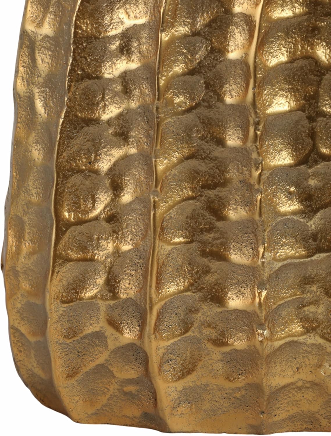 Sculptural Metal Vase for Living Room and Home Decor - Handcrafted Flower Vase for Bedroom and Bathroom Counter - Textured Accent Display for House and Office Table Centerpiece - 14", Gold & Metallic