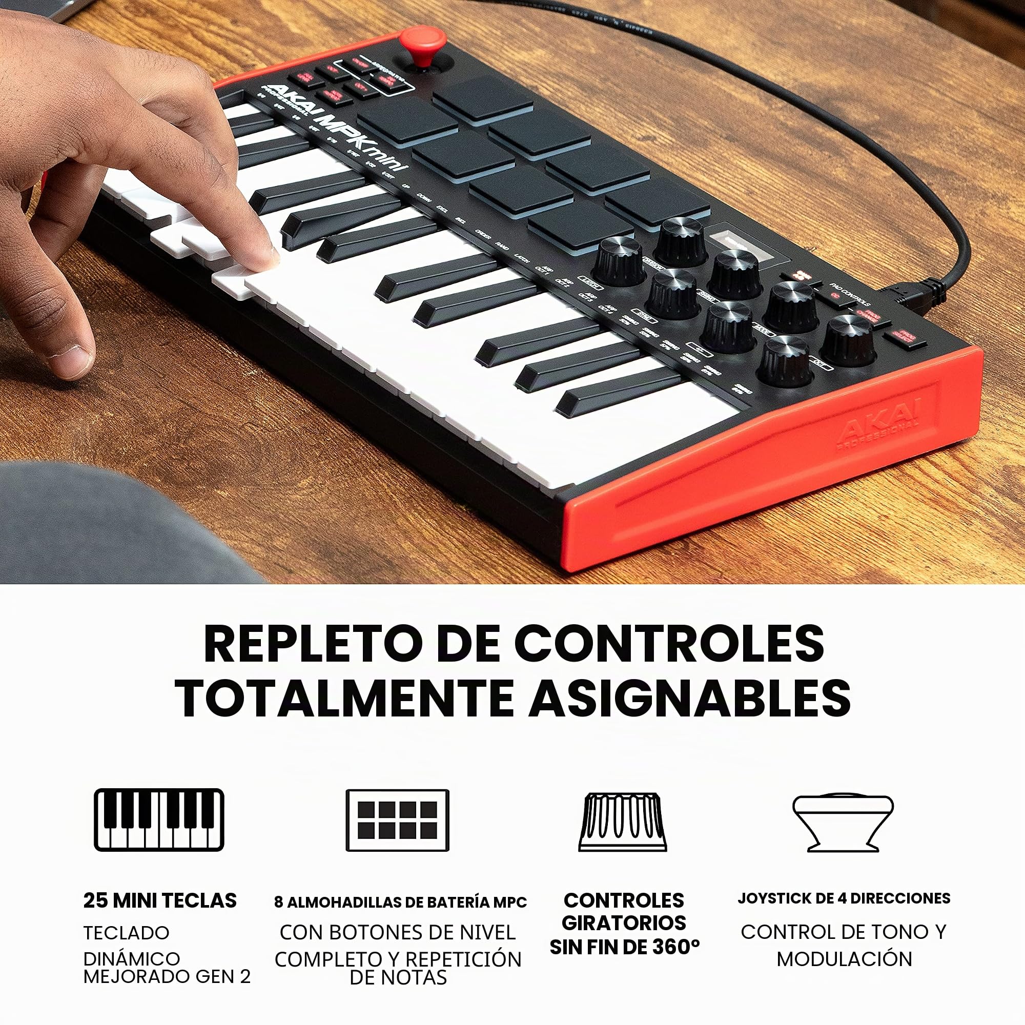 AKAI Professional MPK Mini MK3 + monitores de estudio M-Audio BX3 - Teclado Controlador MIDI USB de 25 Teclas con altavoces de estudio