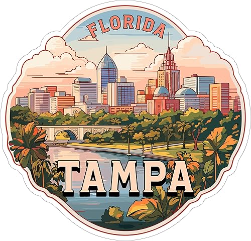 Calcomanía de vinilo resistente a la intemperie de Tampa, Florida, para exteriores, pequeña, impermeable, para botella de agua, taza, pasaporte,