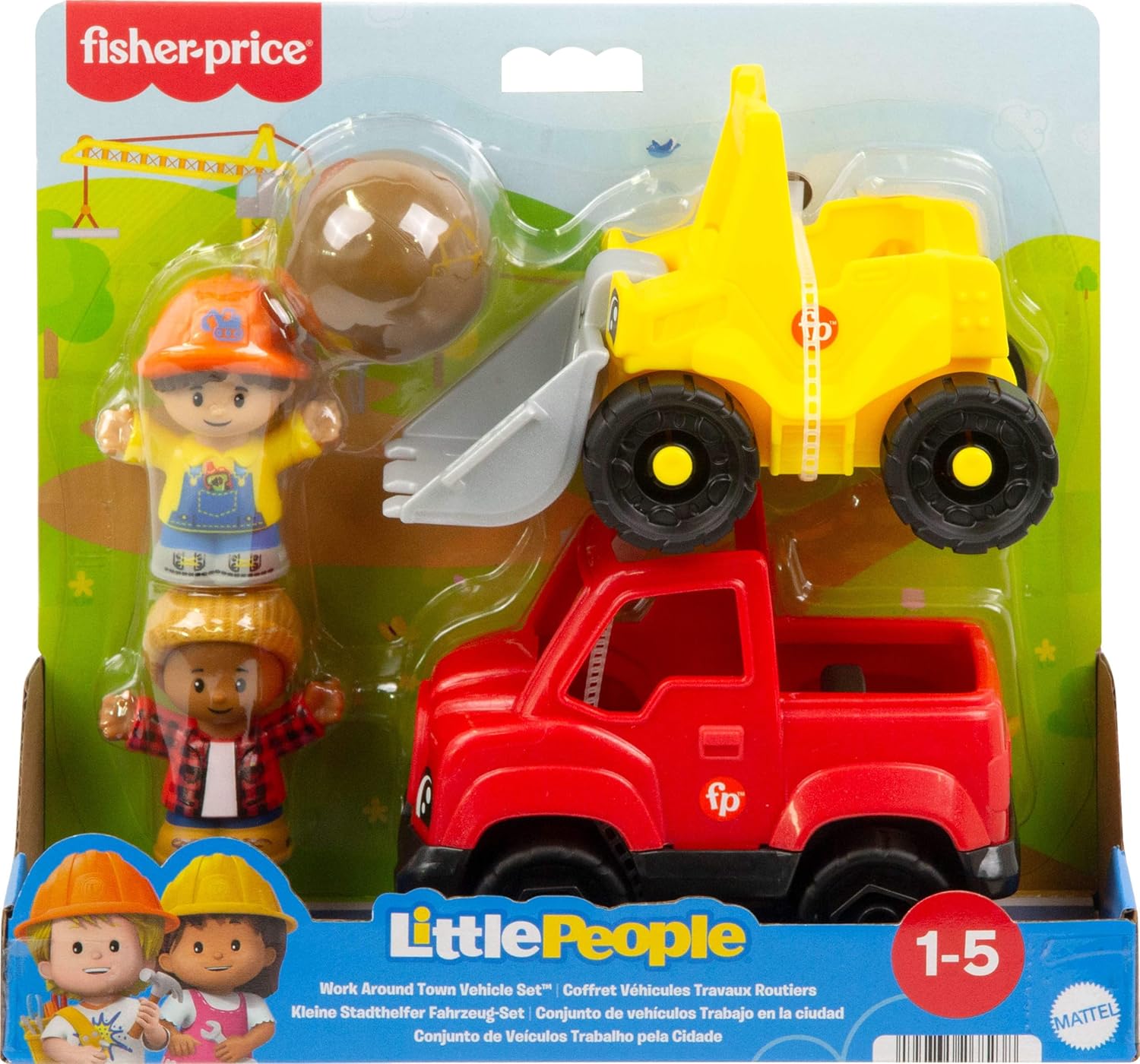 ​Fisher-Price Little People Toddler Toys, Work Around Town 5-Piece Vehicle & Figure Set for Pretend Play Kids Ages 1+ Years