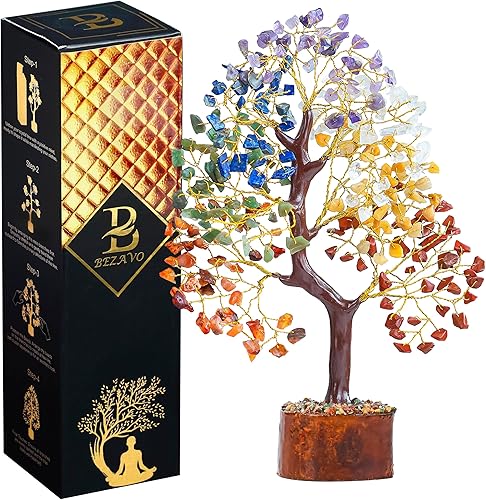 Árbol de la vida de siete chakras, árbol de cristal hecho a mano, árbol de dinero bonsái para el hogar, oficina, habitación, regalos de cumpleaños
