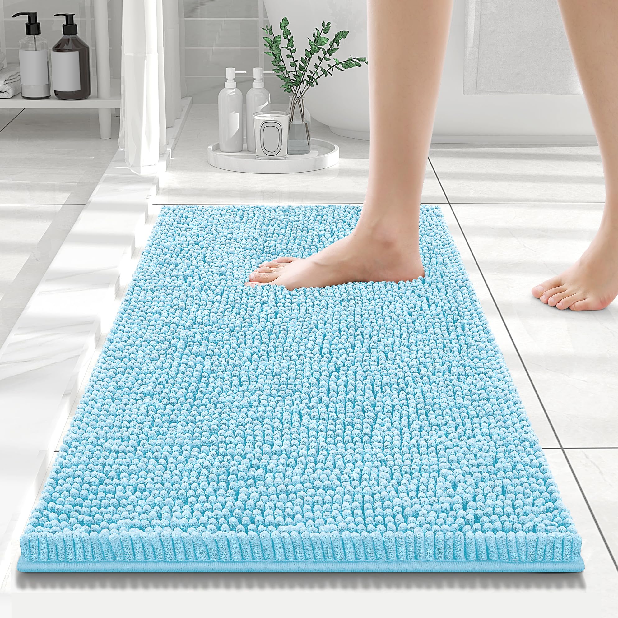 Smiry Bathroom Rugs 24X16, Luxury Chenille Extra Soft Absorbent Bath Mat