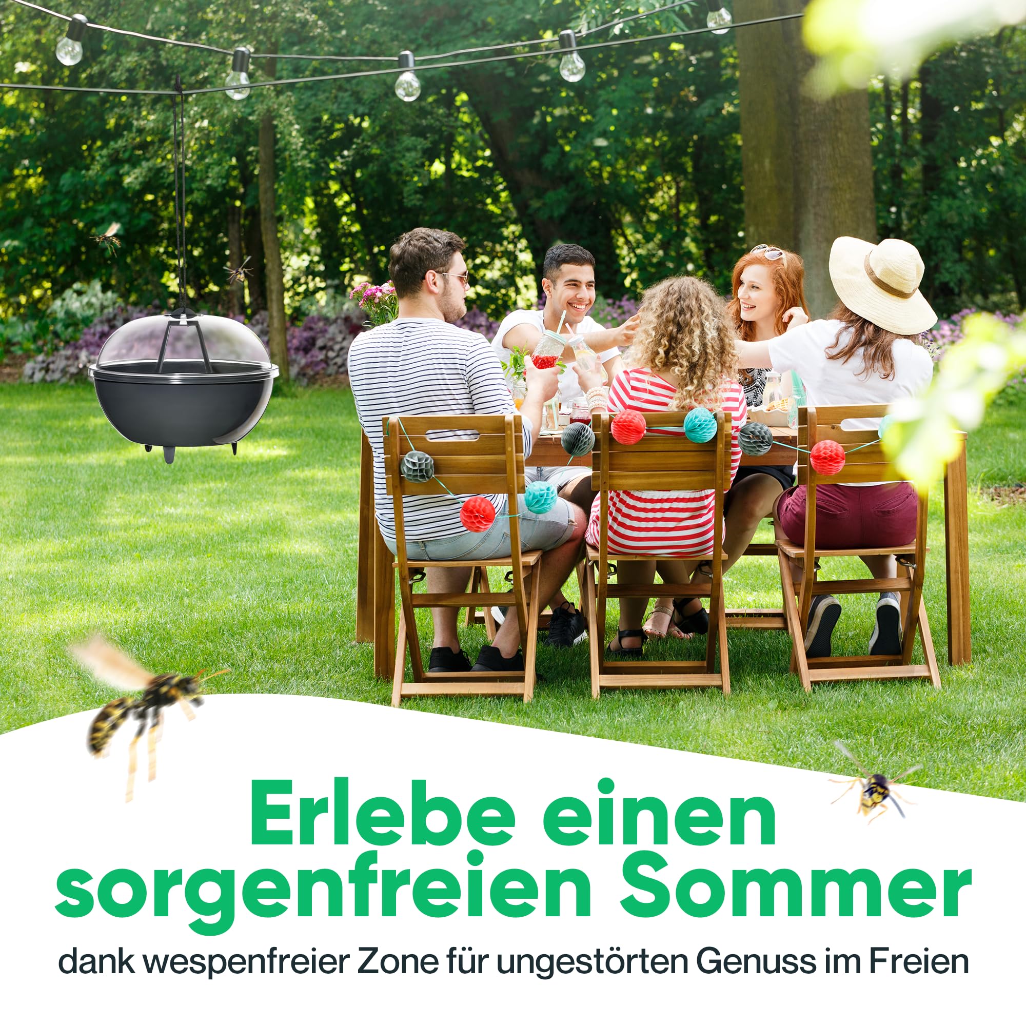 Wespenfalle 2er Set SummStop® – extra groß, ohne Gift & wiederverwendbar – Wespenfalle für draußen, Garten & Balkon – zum Aufhängen oder Aufstellen
