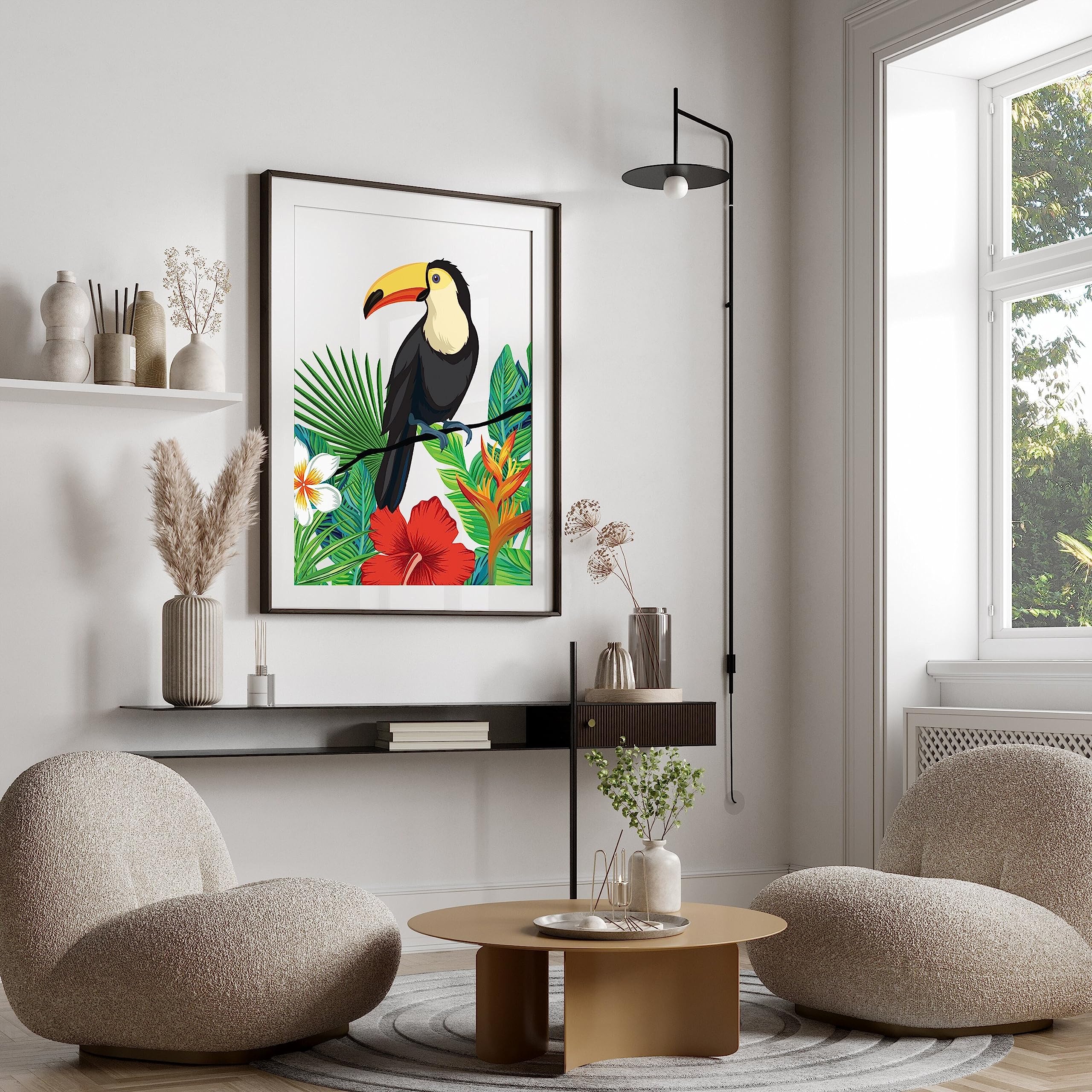 Poster Tropical Bird Print, Toucan Bird Wall Art, Bird Poster, Bird Art, Exotic Bird, Botanical Print, Botanical Wall Art, Parrot Print,120