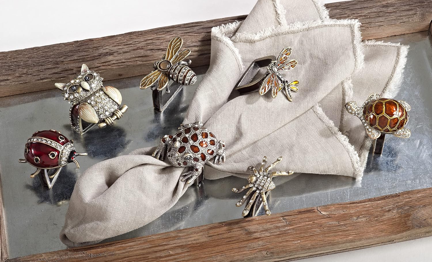 Bronze Owl Shaped Napkin Rings Set of Four