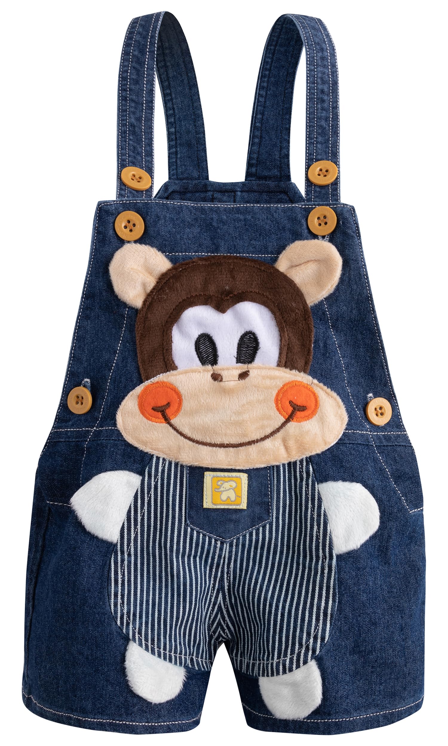 KIDSCOOL SPACE Overoles Lindos De Jean Del Verano Del Bebé, Shortalls Animales De La Historieta 3D Del Dril De Algodón Del Niño