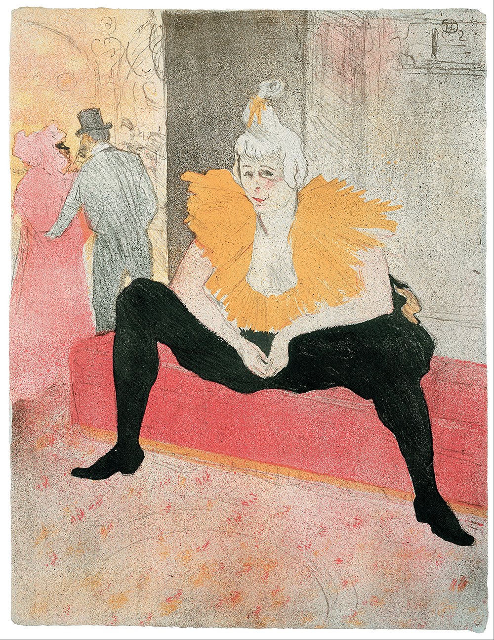 Cuadro de Toulouse-Lautrec La Clownesse assise en marco negro pequeño mate