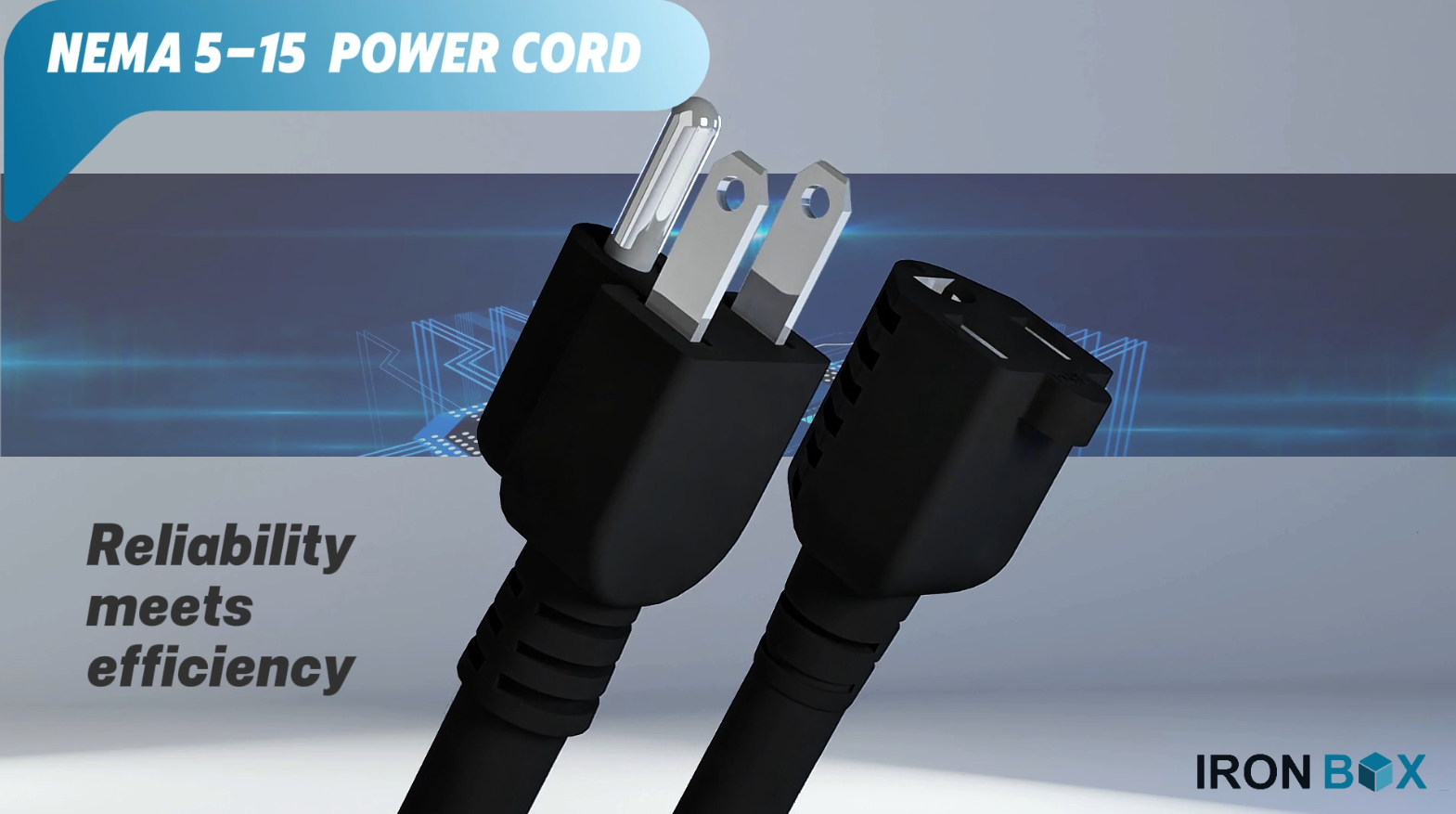 IronBox Electric NEMA 5-15 Heavy Duty Extension Power Cord - 15A