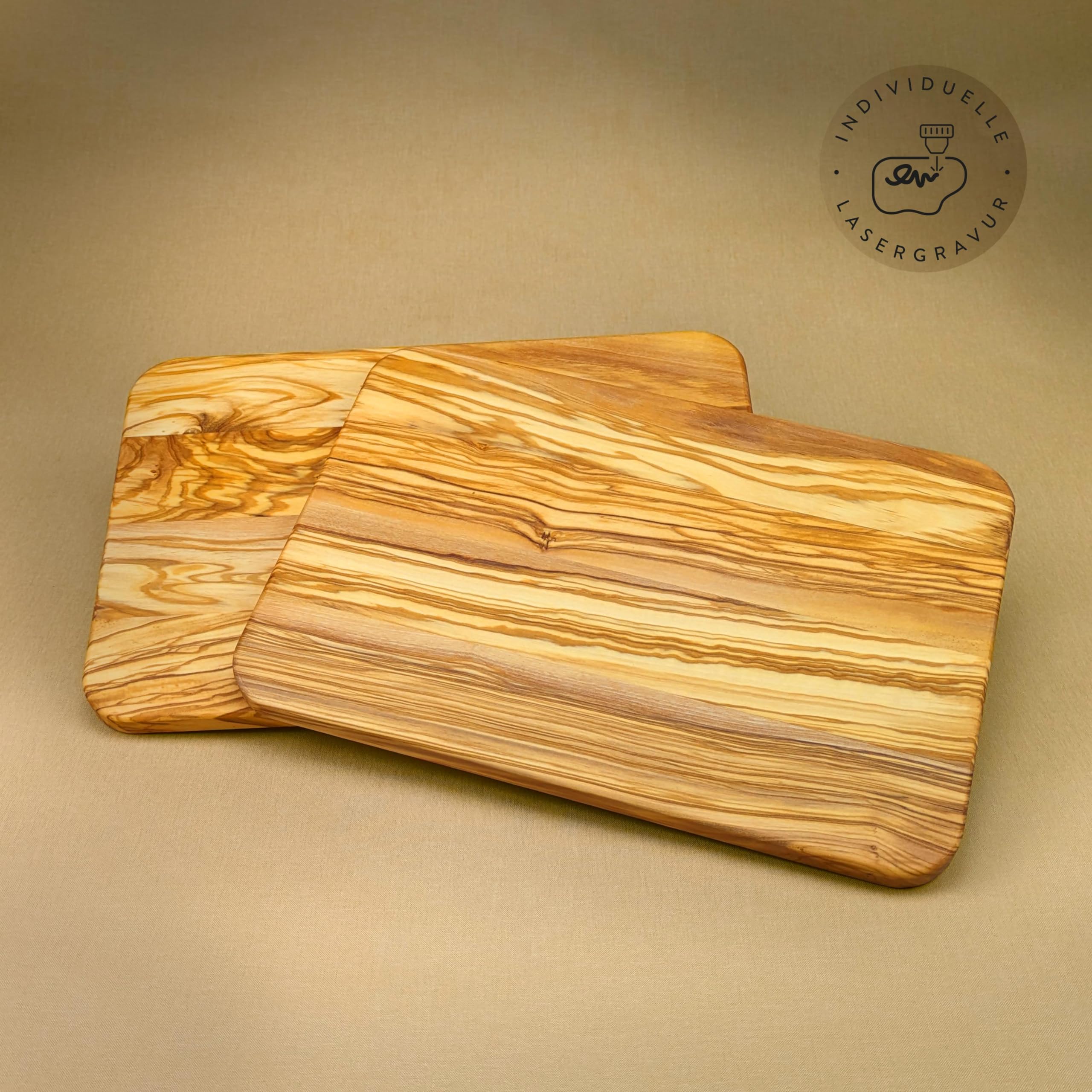 DAS OLIVENHOLZBRETT® Schneidebrett aus Olivenholz längs verleimt/Allzweck Schneidebrett aus Olivenholz / 35cm x 25cm x 1.4cm | Allzweck Schneidebrett aus Olivenholz/mit abgerundeten Ecken/ allrounder in der Küche!