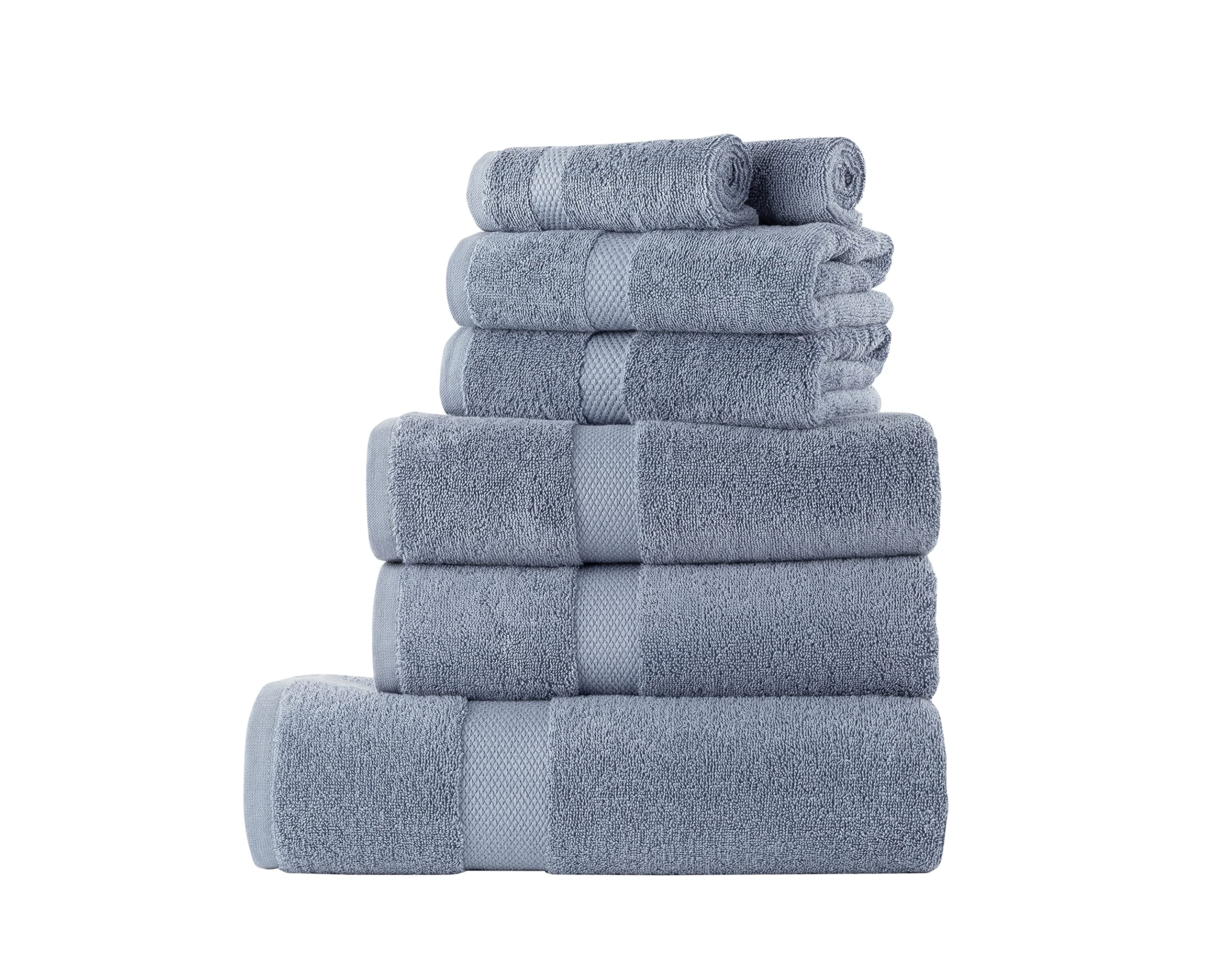 La Maison 100% Egyptian Cotton 600GSM Superior Towel Bale Set Hand Towel Bath Towel 7 Piece Super Soft Everyday Use (Pacific Blue)