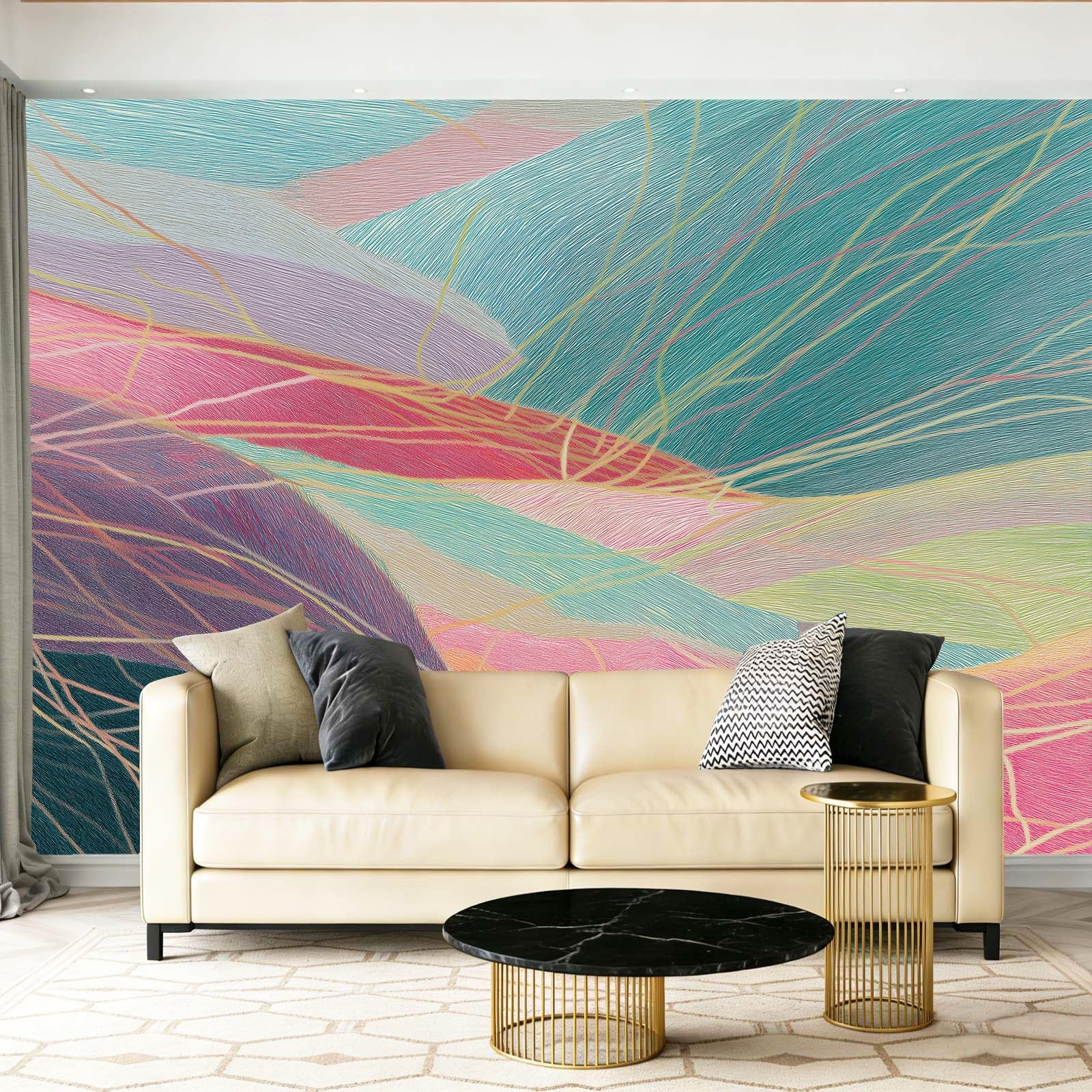 Fototapeta 400 x 280 cm okładzina ścienna dekoracja salonu projekt abstrakcyjna sztuka linie do sypialni salonu tapeta z włókniny dekoracja ścienna kolor