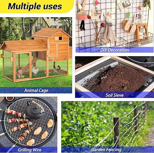 Miniatura 7 de Hardware Cloth - Rollo de malla metálica de alambre de calibre 19 para valla de jardín de gallinero, valla soldada galvanizada con recubrimiento en