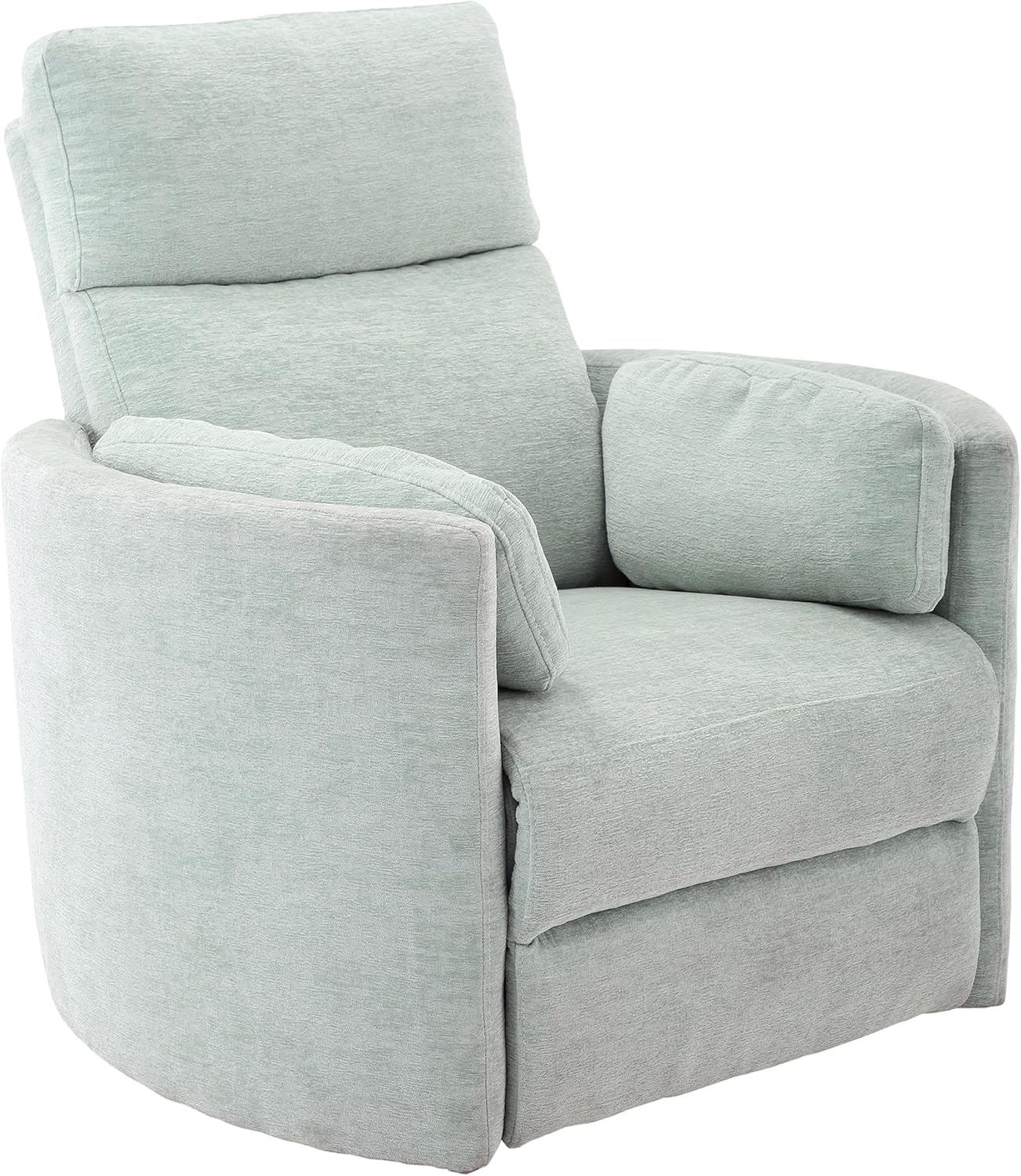 Pemberly Row Modern Turquoise Fabric Power Swivel Glider Recliner (Two Pack) with USB Charging Ports for Living Room