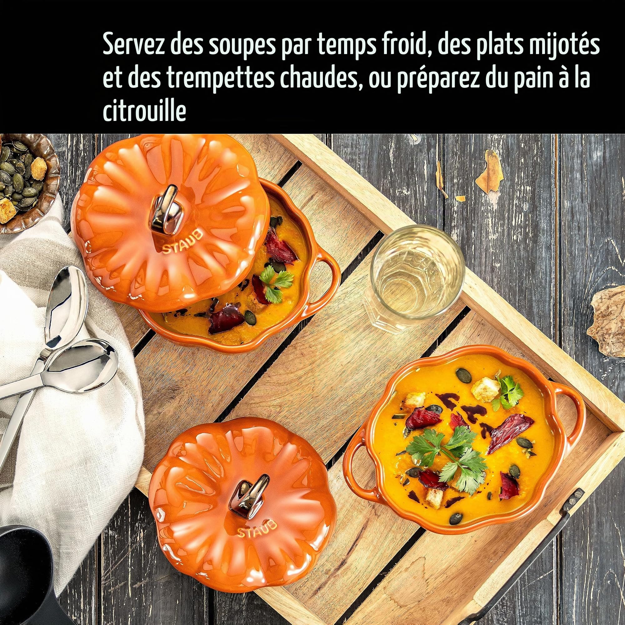 STAUB Petite céramique de 0,5 l, passe au four et à la cuisinière jusqu'à 300 °C, plat à citrouille, pâtisserie, moule à bonbons, orange brûlé