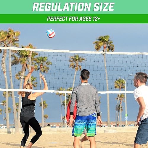 Vista 3 de GoSports Balón de voleibol recreativo suave al tacto, tamaño reglamentario para juego en interiores o exteriores, incluye bomba de bola, elige entre