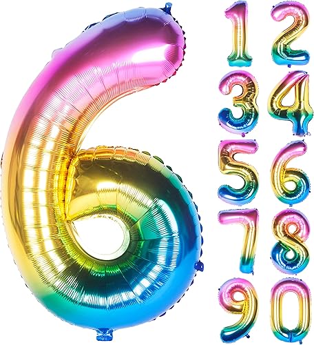 Miniatura 28 de Globos de dígitos de número morado de 40 pulgadas de papel de aluminio con helio para fiesta de cumpleaños (Morado 7) Púrpura 7,Arco iris oscuro