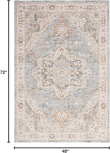 Miniatura 6 de Safavieh Hamilton Collection HLT110A - Alfombra redonda de 6 pies y 7 pulgadas color marfilazul tradicional oriental no desprende pelusa para