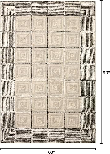 Miniatura 2 de Loloi Chris Loves Julia Francis Collection FRA-02 - Alfombra de área contemporánea de 5 pies x 7 pies 6 pulgadas, color cremanegro