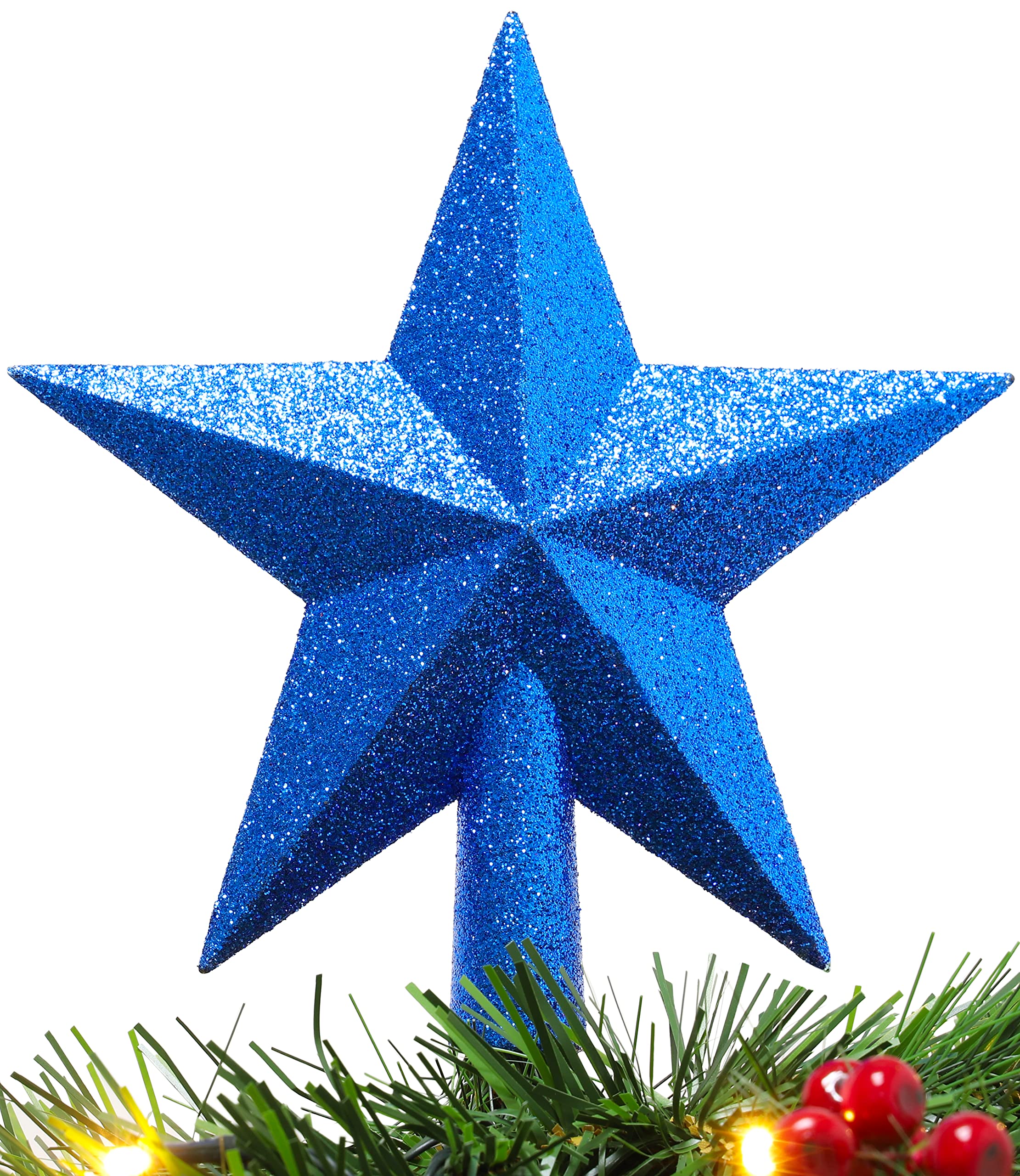 Decoris kerstboom piek - ster vorm - champagne - glitter - 19 cm - kunststof - kerstpiek voor kerst bestellen, Kerst decoratie winkel met Decoris kerstboom