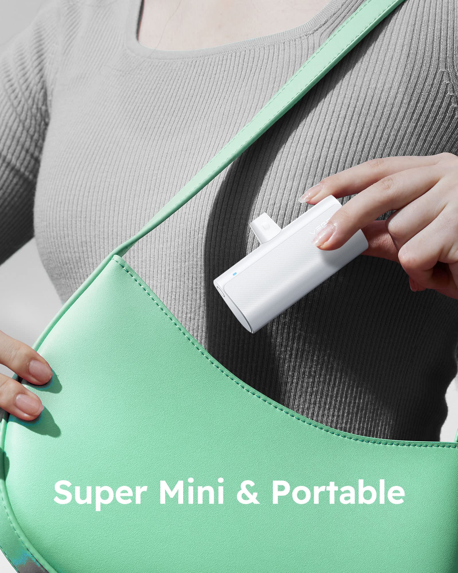 VEGER Batteria esterna 5000 mAh, 20 W PD, mini batteria portatile di ricarica rapida, power bank piccola carina, compatibile con iPhone 14/13/12/11/X/8/7, Airpods (Bianco)